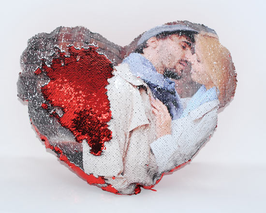 cuscino cuore con paillettes