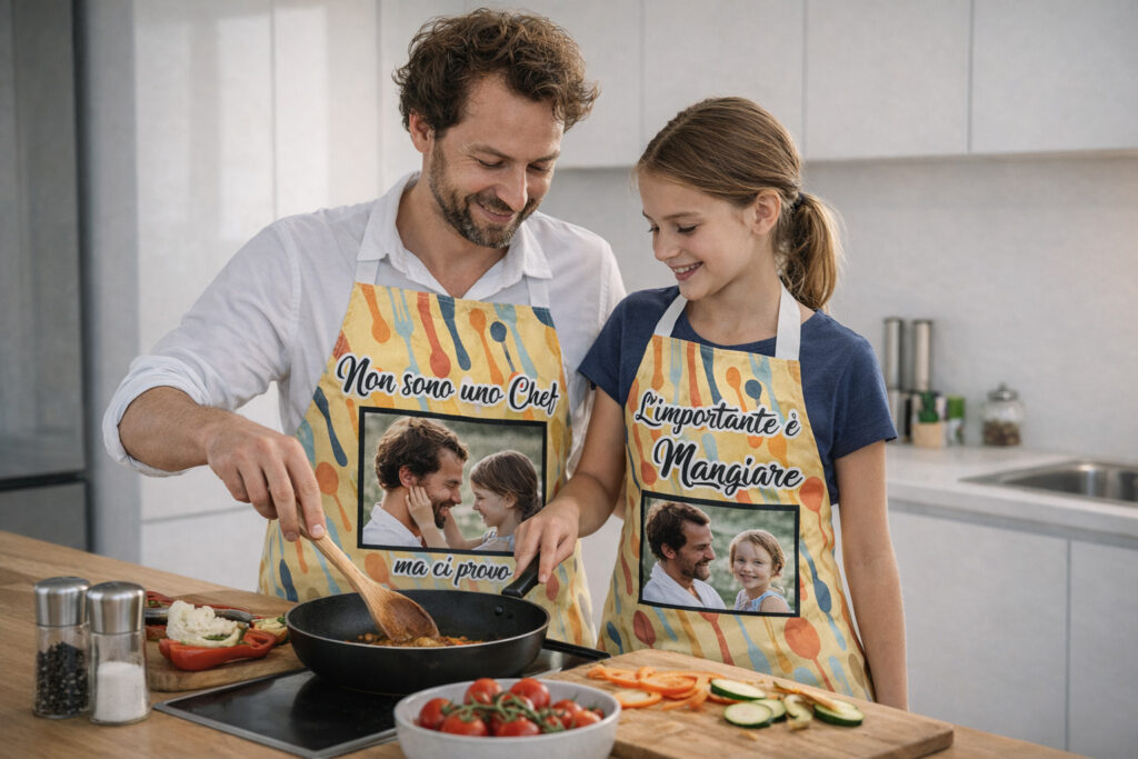 Grembiule personalizzato con foto, regalo per papà che ama cucinare.