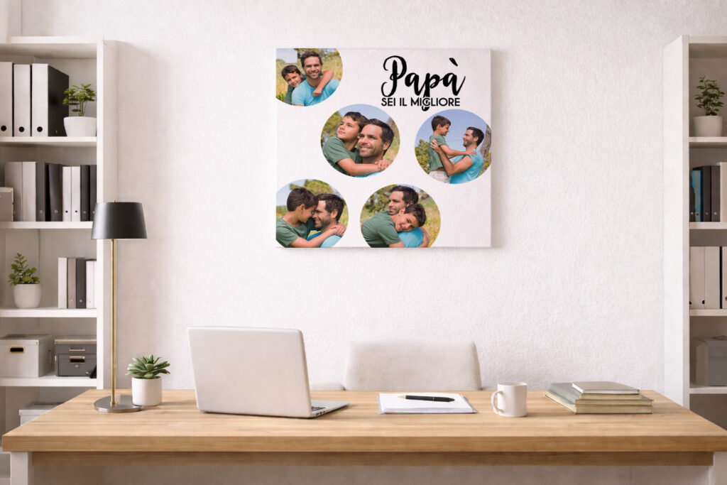 Stampa su tela personalizzata come regalo per la Festa del Papà 2026.