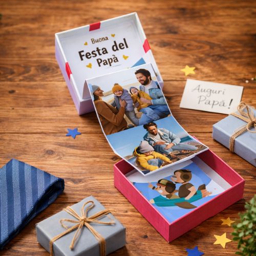 scatolina a fisarmonica explosion box per la festa del papà