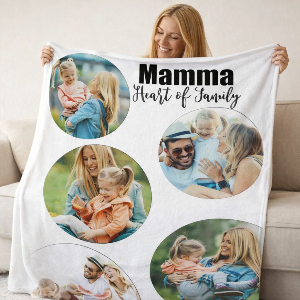 coperta personalizzata con foto e grafica per la festa della mamma