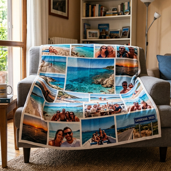 coperta personalizzata con foto delle vacanze