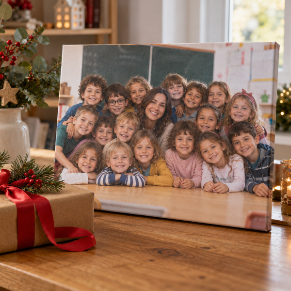 stampa su tela con foto di classe per maestra